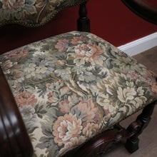 Load image into Gallery viewer, Pair of Antique Hall Chairs, French Walnut and Fabric Library Chairs or Armchairs. B11433
