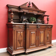 Load image into Gallery viewer, x SOLD Antique French Walnut Breakfront 3 Drawer Sideboard with Carved Backboard. B11930
