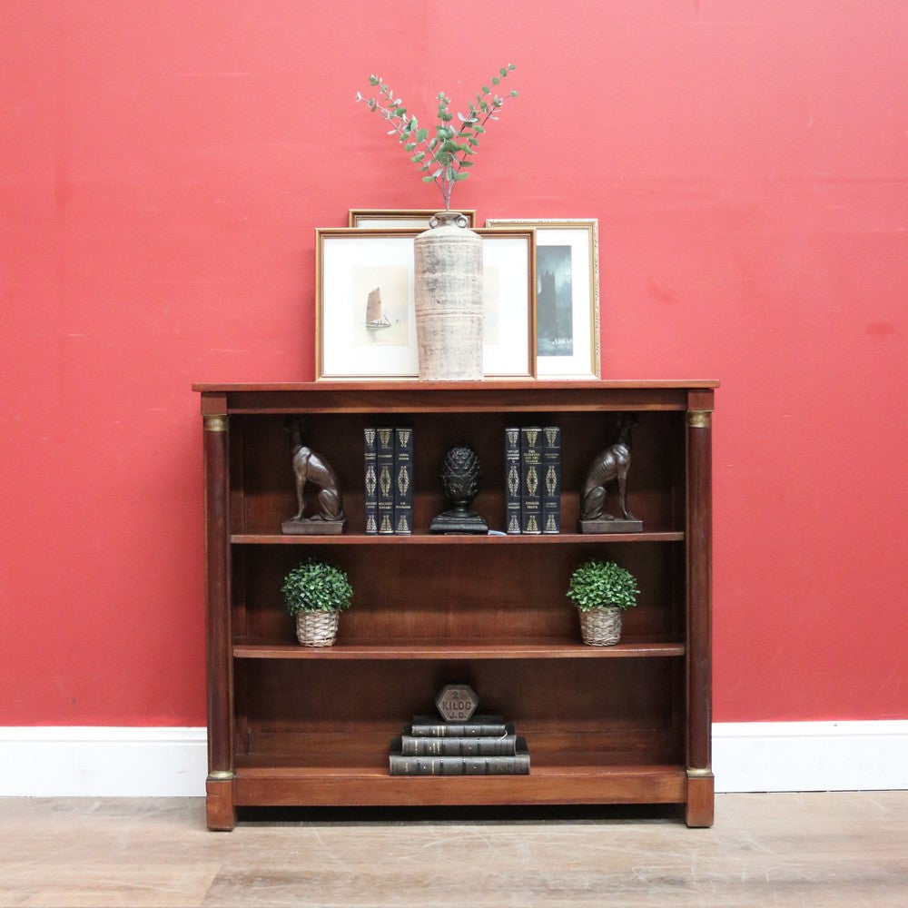 x SOLD Antique French Mahogany Open Fronted Bookcase,  China Cabinet Adjustable Shelves. B11697