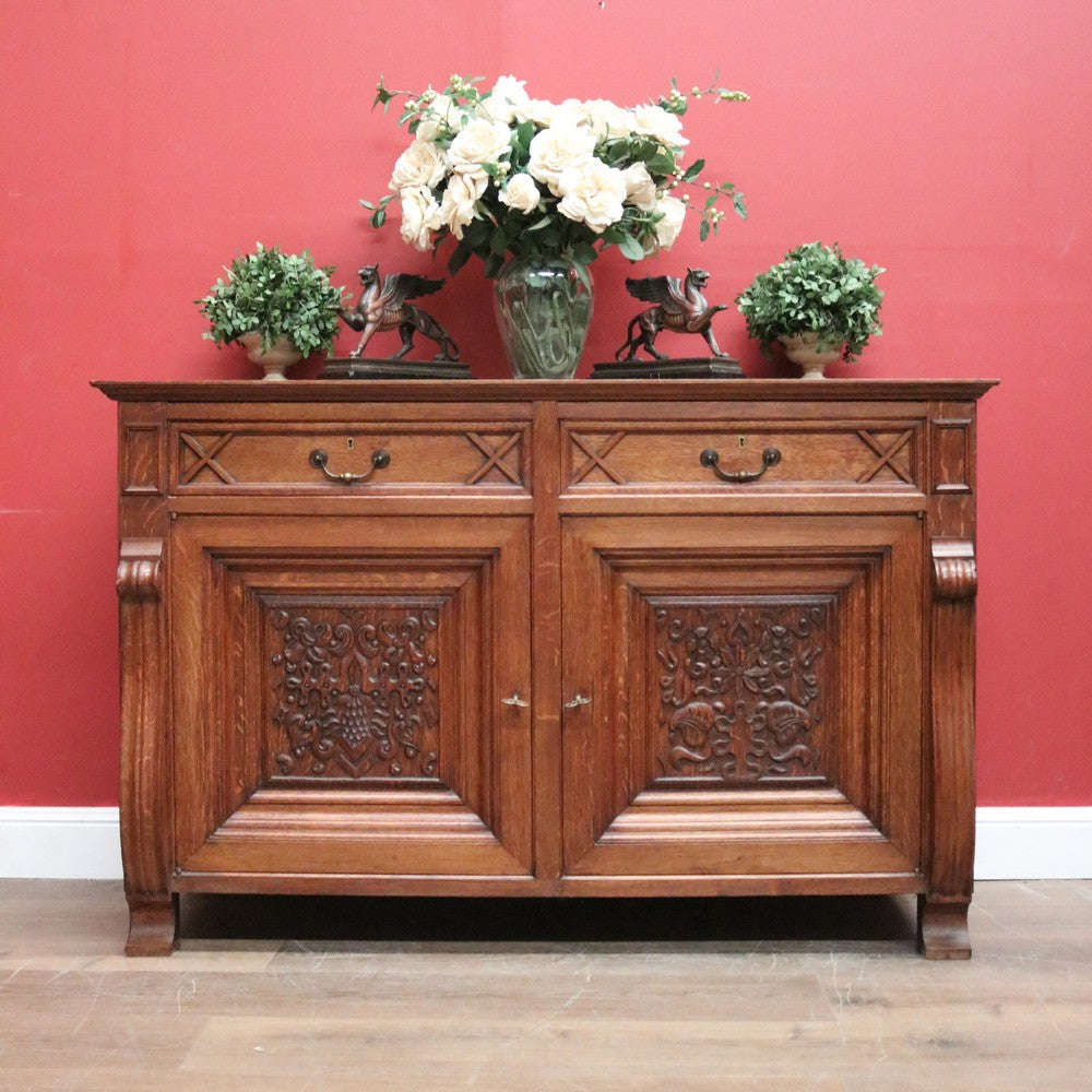 x SOLD Antique French oak Sideboard, Two Drawer 2 Door Hall or Entry Cabinet. B11539