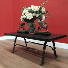 Load image into Gallery viewer, Antique French Hand-Forged Iron Coffee Table with Black Slat Top B11405
