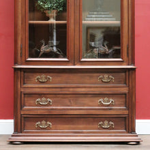 Load image into Gallery viewer, Antique French Walnut China Cabinet or Bookcase with 3 Drawers to the Base. B11903
