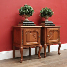 Load image into Gallery viewer, Pair of French Lamp Tables or Bedside Tables with Cupboard Storage, French Oak. B11966
