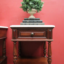 Load image into Gallery viewer, x SOLD Pair of Antique French Bedside Cabinet or Lamp Side Tables with Marble Tops. B11381
