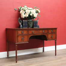 Load image into Gallery viewer, Vintage English Desk, or Flame Mahogany Office Desk with Leather Insert Top. B11991
