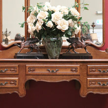 Load image into Gallery viewer, x SOLD French Oak Dressing Table, Mirror Back Five Drawer Desk or Vanity with Mirror. B11472
