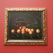 Load image into Gallery viewer, x SOLD Oil on Canvas, Hand-painted Still-life, Peaches, Gilt Frame. Signed to the Bottom Left. B11411
