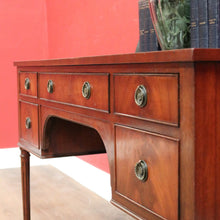 Load image into Gallery viewer, Vintage English Desk, or Flame Mahogany Office Desk with Leather Insert Top. B11991
