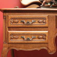 Load image into Gallery viewer, x SOLD French Oak Dressing Table, Mirror Back Five Drawer Desk or Vanity with Mirror. B11472
