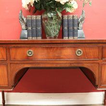 Load image into Gallery viewer, Vintage English Desk, or Flame Mahogany Office Desk with Leather Insert Top. B11991
