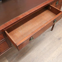 Load image into Gallery viewer, Vintage English Desk, or Flame Mahogany Office Desk with Leather Insert Top. B11991
