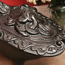 Load image into Gallery viewer, Antique French Cast Iron and Enamel Coal Scuttle, Magazine holder or kindling box. B11529
