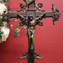 Load image into Gallery viewer, x SOLD Antique French Brass Crucifix, Table Crucifix or Cross, Jesus on the Cross, Worship Religion. B11646
