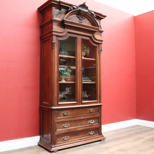 Load image into Gallery viewer, Antique French Walnut China Cabinet or Bookcase with 3 Drawers to the Base. B11903
