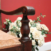 Load image into Gallery viewer, Antique French Hall Chair, an Oak and Rush Seat Carver, Office Chair or Armchair. B11801
