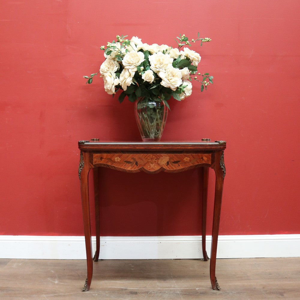 x SOLD Antique French Walnut and Marquetry Top Fold-Over Card Table or Games Table. B11896