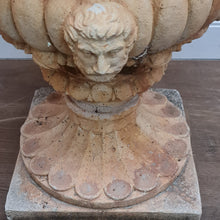 Load image into Gallery viewer, x SOLD A large and grand garden Urn with a repeat egg-and-dart pattern to the rim, detail gadrooning to the base of the bowl with Roman warrior faces.
