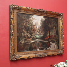 Load image into Gallery viewer, x SOLD Vintage to Antique French Framed Oil on Canvas. Dense Forest Scene and Brook. B11522
