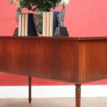 Load image into Gallery viewer, Vintage English Desk, or Flame Mahogany Office Desk with Leather Insert Top. B11991
