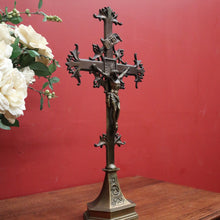 Load image into Gallery viewer, x SOLD Antique French Brass Crucifix, Table Crucifix or Cross, Jesus on the Cross, Worship Religion. B11646
