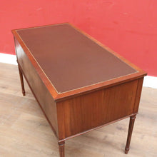 Load image into Gallery viewer, Vintage English Desk, or Flame Mahogany Office Desk with Leather Insert Top. B11991
