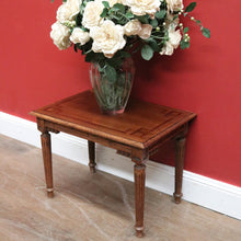 Load image into Gallery viewer, x SOLD Antique French Oak Lamp Side Table with Marquetry Inlay on Reeded legs. B11439
