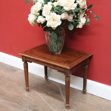 Load image into Gallery viewer, x SOLD Antique French Oak Lamp Side Table with Marquetry Inlay on Reeded legs. B11439
