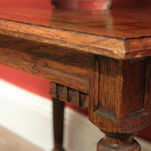 Load image into Gallery viewer, x SOLD Antique French Oak Lamp Side Table with Marquetry Inlay on Reeded legs. B11439
