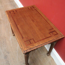 Load image into Gallery viewer, x SOLD Antique French Oak Lamp Side Table with Marquetry Inlay on Reeded legs. B11439
