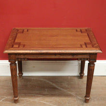 Load image into Gallery viewer, x SOLD Antique French Oak Lamp Side Table with Marquetry Inlay on Reeded legs. B11439
