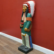 Load image into Gallery viewer, x SOLD American Cigar Store Indian Chief hand-carved hand-painted solid wood advertising statue.
