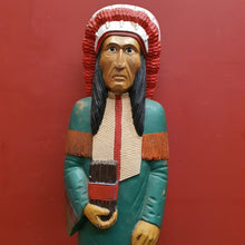 Load image into Gallery viewer, x SOLD American Cigar Store Indian Chief hand-carved hand-painted solid wood advertising statue.
