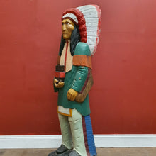 Load image into Gallery viewer, x SOLD American Cigar Store Indian Chief hand-carved hand-painted solid wood advertising statue.
