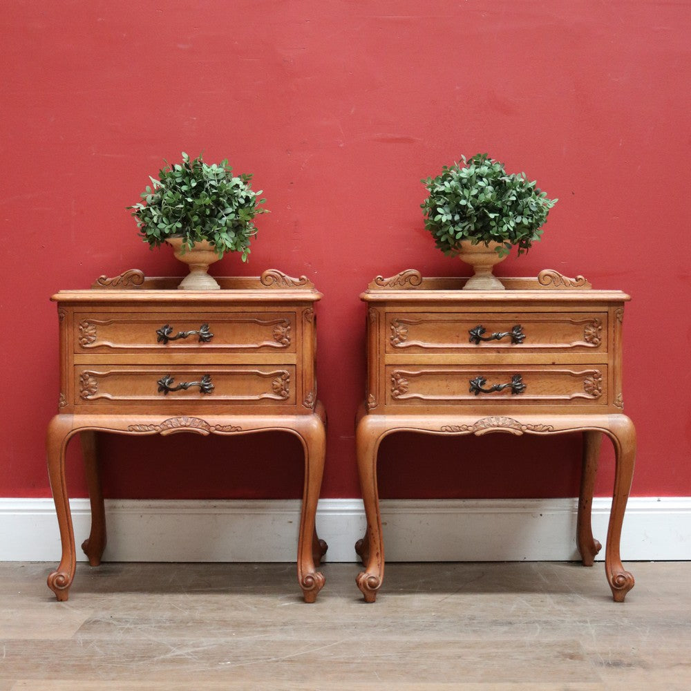 x SOLD A Pair of Vintage Bedside Cabinets or 2 Drawer, 1 Shelf Lamp Side Tables. B11798