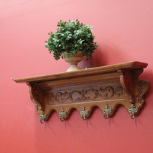 Load image into Gallery viewer, x SOLD Antique French Oak Five (5) Hook Coat Rack, Scarf and Hat Wall Rack. B11395
