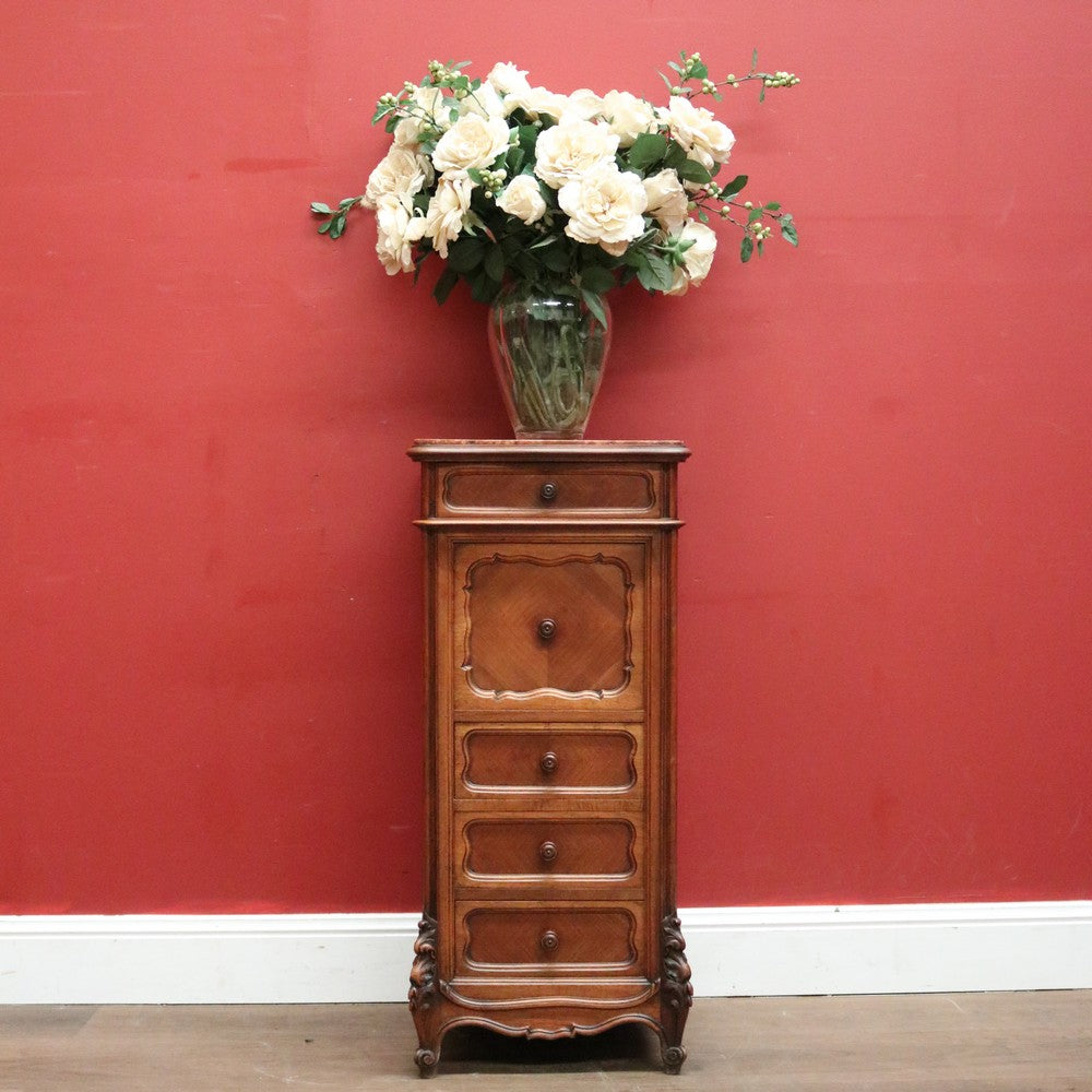 x SOLD An Antique French Bedside Table or Lamp Table with Marble Top, and Marble Insert. B11822