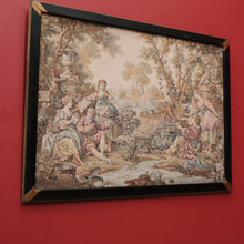 Load image into Gallery viewer, x SOLD Vintage Frame French Period Scene Wall Hanging Tapestry Fishing, Romance, Lovers. B11321
