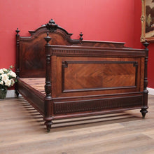 Load image into Gallery viewer, Antique French Rosewood Bed, Double. includes slat base, Foot, Headboard, Side Rails. B12237
