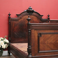 Load image into Gallery viewer, Antique French Rosewood Bed, Double. includes slat base, Foot, Headboard, Side Rails. B12237
