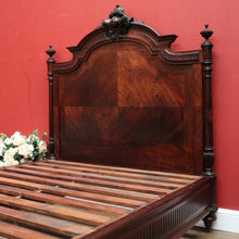 Load image into Gallery viewer, Antique French Rosewood Bed, Double. includes slat base, Foot, Headboard, Side Rails. B12237
