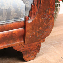 Load image into Gallery viewer, Antique Central European Biedermeier Chaise, Lounge or Sofa, Flame Mahogany and Fabric. B11788
