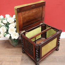 Load image into Gallery viewer, x SOLD Antique English Rosewood and Olive Green Fabric Music Stool or Seat, Tilt Adjustment. B12331
