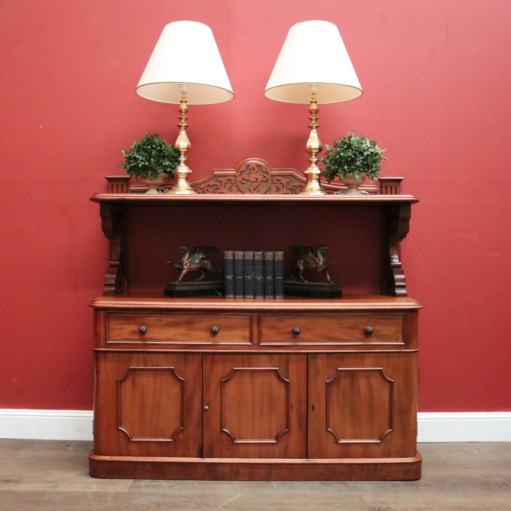 Antique English Mahogany Sideboard or Servery with Drawer and Cupboard Storage. B12359