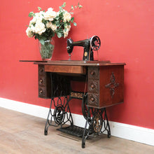 Load image into Gallery viewer, X SOLD Antique Singler Treadle Sewing Machine with Cast Iron Base and Six Drawers. B12365
