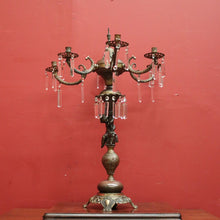 Load image into Gallery viewer, x SOLD Antique French Brass and Copper Six-Branch Candelabra, Glass Lustre Drops. B12369
