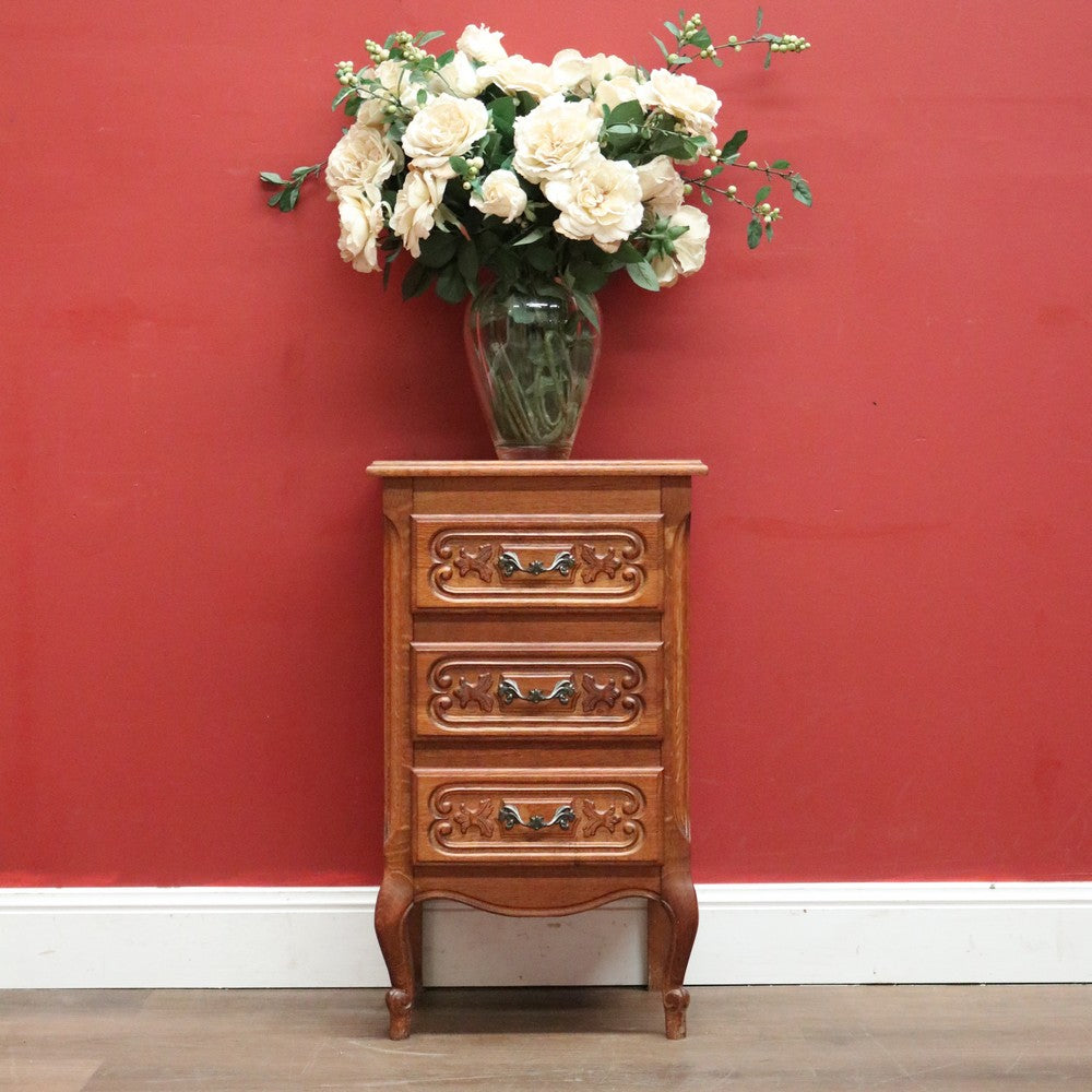x SOLD Vintage French Three Drawer Hall Cabinet or Small Chest of Drawers or Bedside. B11449
