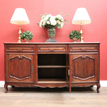 Load image into Gallery viewer, Antique French Oak Three Drawer, Three Door Sideboard with Parquetry Top. B12429
