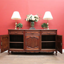 Load image into Gallery viewer, Antique French Oak Three Drawer, Three Door Sideboard with Parquetry Top. B12429
