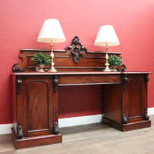 Load image into Gallery viewer, Antique English Mahogany Twin Pedestal Sideboard with Single Drawer and Backboard. B12432
