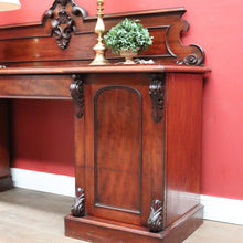 Load image into Gallery viewer, Antique English Mahogany Twin Pedestal Sideboard with Single Drawer and Backboard. B12432
